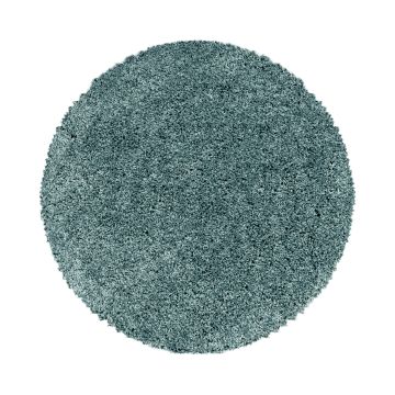 Sydney Shaggy tapis poils longs rond Ø 120cm bleu aqua
