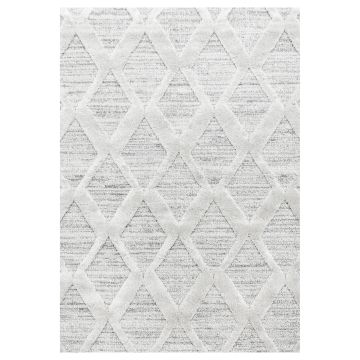 Pisa Rhombus tapis poils longs rectangle 160x230cm gris