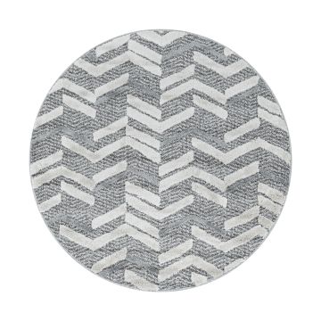 Pisa Zigzag tapis poils longs rond Ø 160cm gris