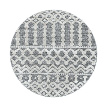 Pisa Wavy tapis poils longs rond Ø 120cm gris
