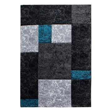 Hawaii Blocs tapis poils ras rectangle 140x200cm turquoise
