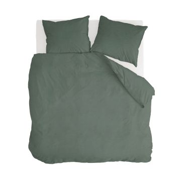 Vintage Cotton dekbedovertrek 240x220cm donkergroen