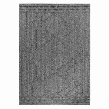 Patara Zigzag tapis extérieur/intérieur poils ras rectangle 140x200cm gris